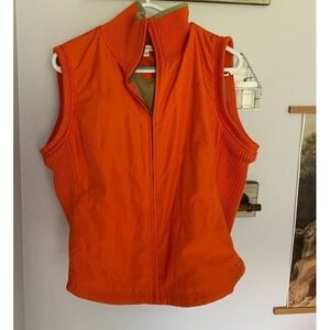 Tommy Hilfiger Orange Khaki Quilted‎ Sleeveless Vest Zipper Comfy Warm Cozy